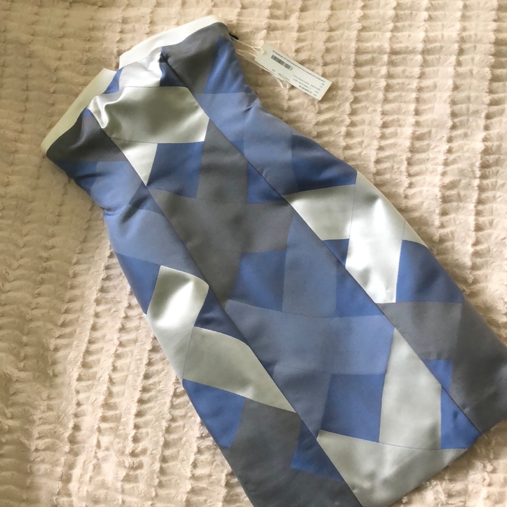 HP Morning Glory and Navy Lattice strapless dress